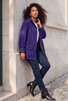 Plus Size Hooded Nylon Jacket