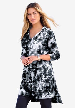French Terry Hoodie Tunic Sweatshirt