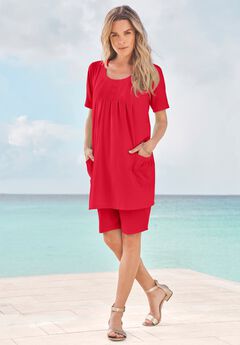 Plus Size Two Pocket Soft Knit Swing Tunic