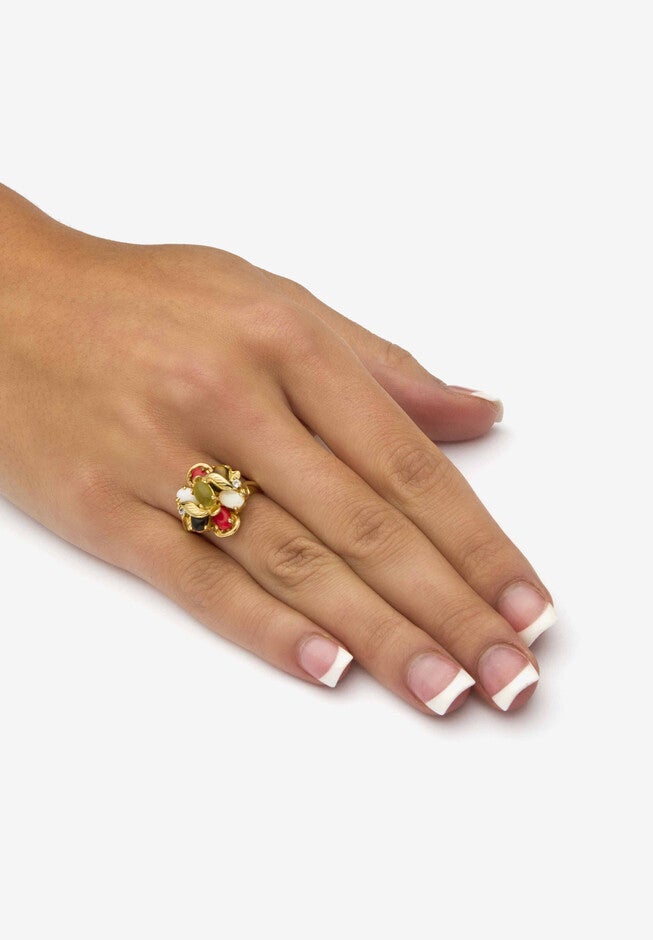 Yellow Gold-Plated Genuine Gemstone Ring, Earring And Necklace Set Jewelry, , alternate image number 4