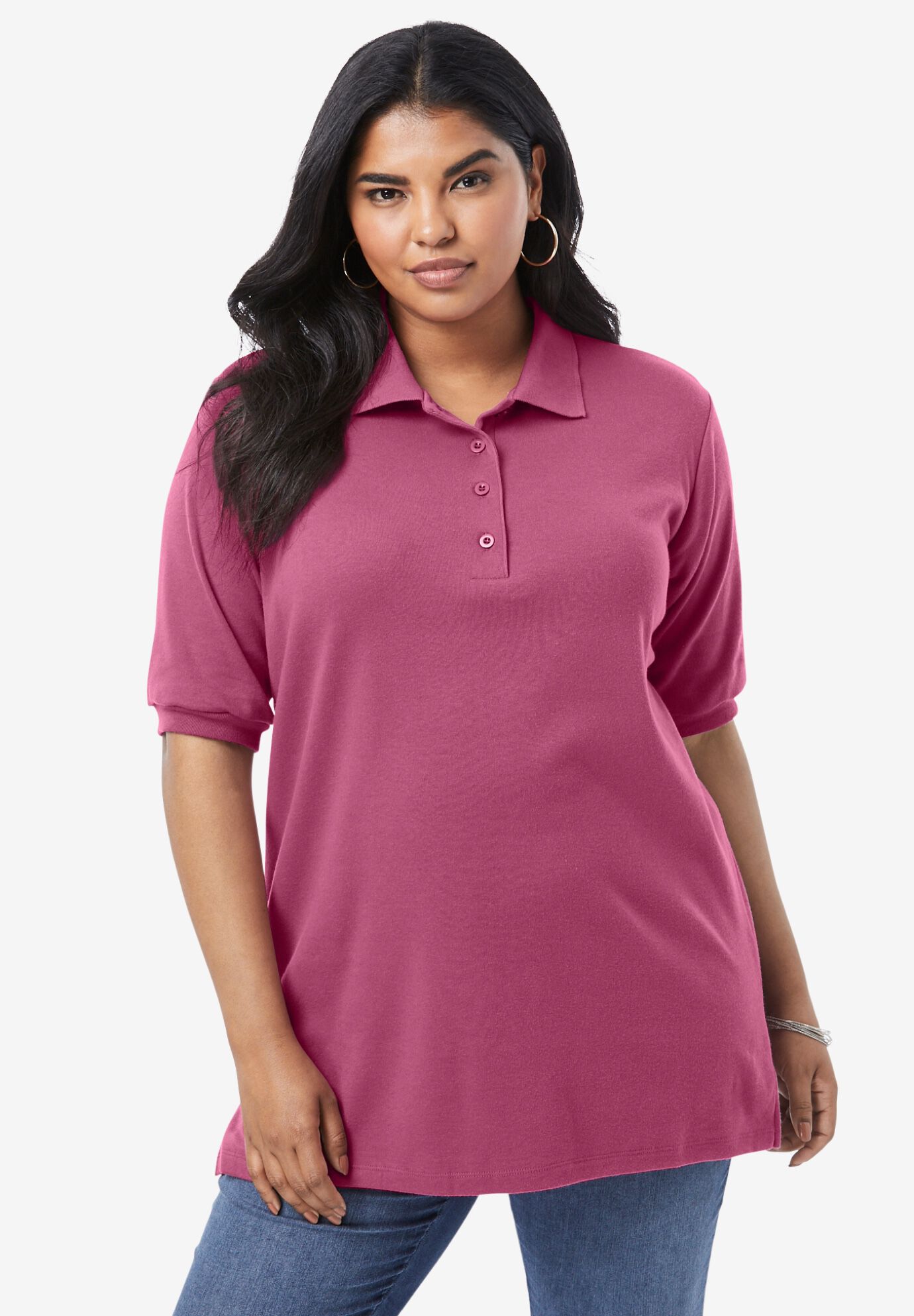 Tunic length polo shirts