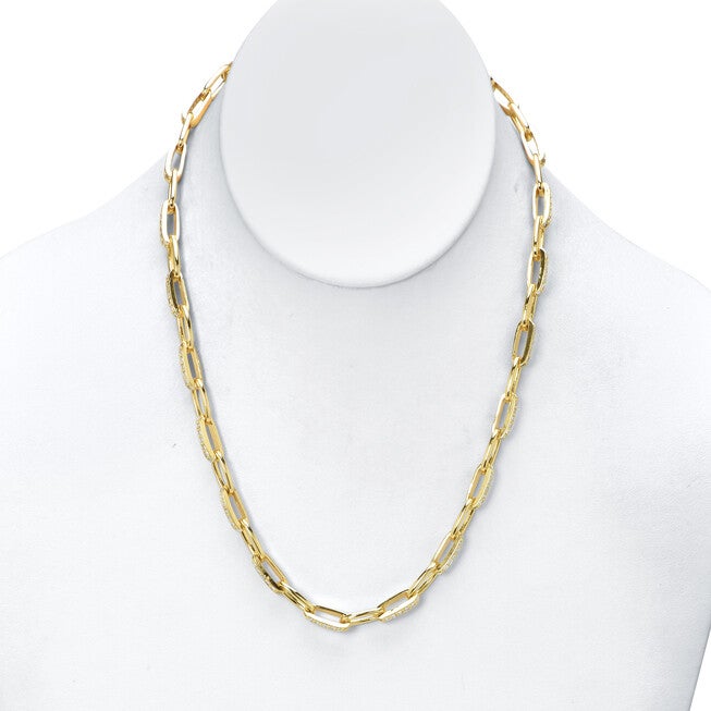 Crystal Goldtone Paperclip Necklace, 18 Inches, WHITE, alternate image number 3