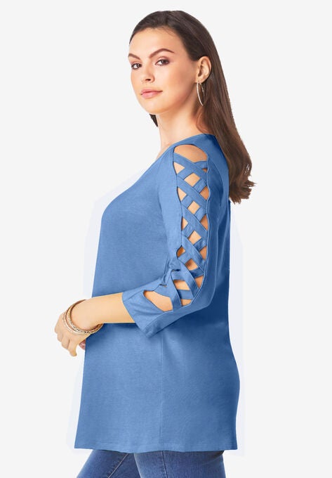 Lattice-Sleeve Ultimate Tee, , alternate image number null