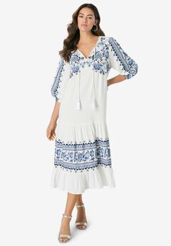Tiered Embroidered Dress