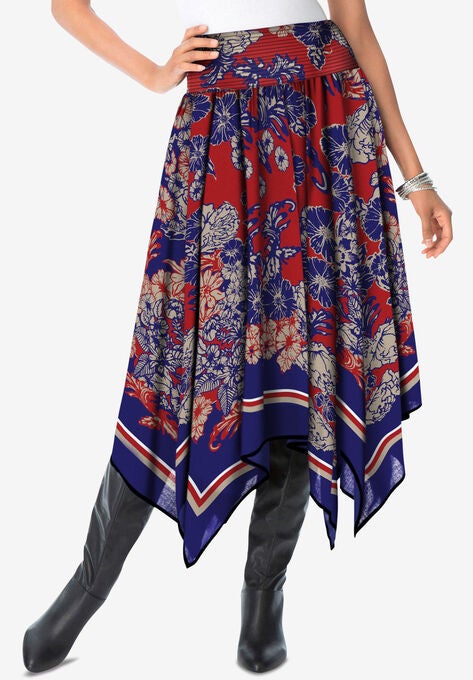 Handkerchief Hem Skirt, AMERICAN FLORAL SCARF, hi-res image number null