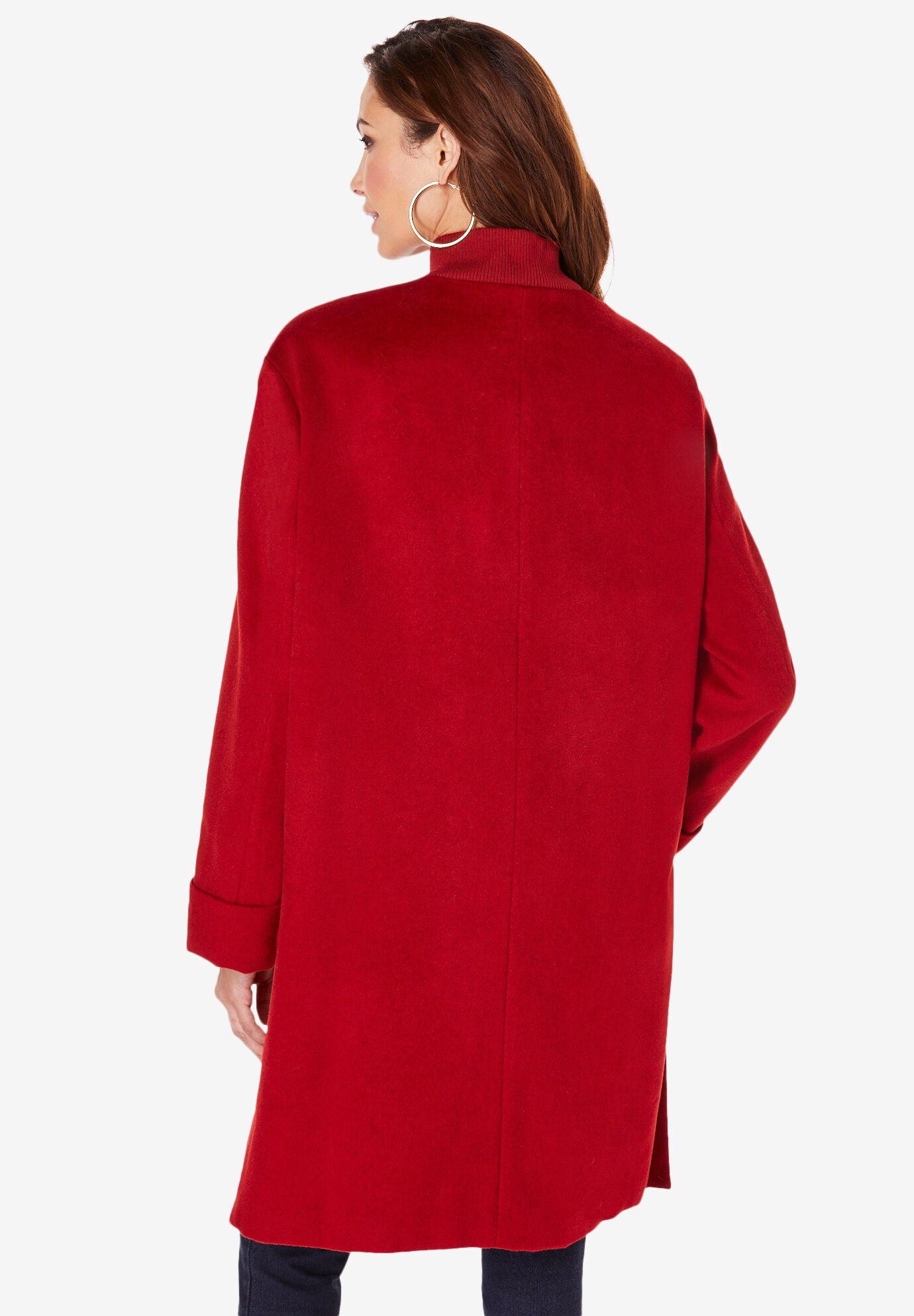 Plus Size Wool Blend Driving Coat, DEEP CRIMSON, on-hover image number 1