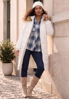 Plus Size Knee Length Puffer Coat