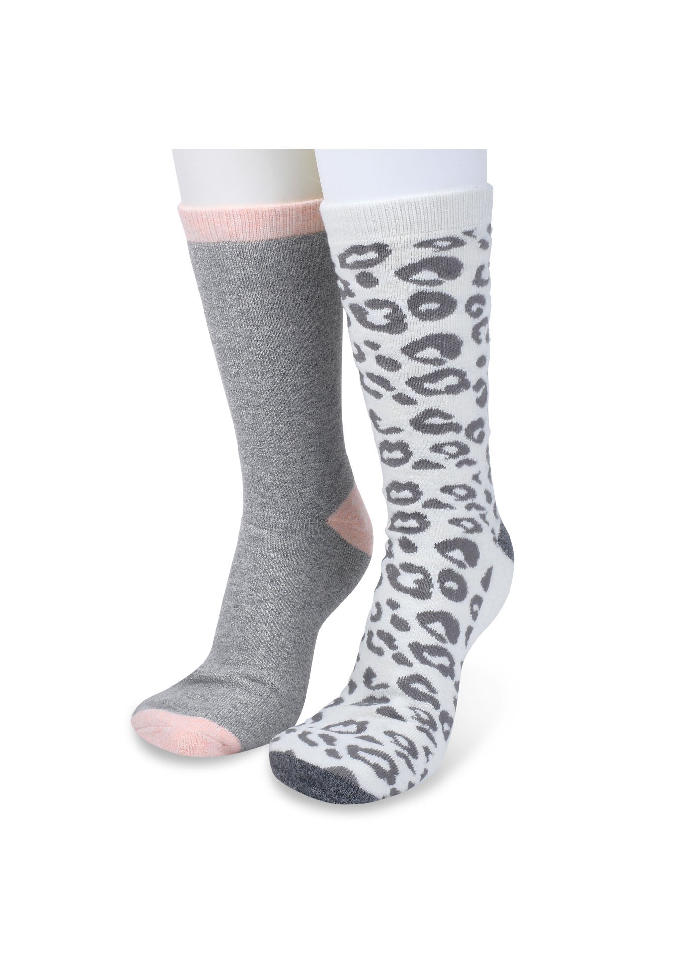 2 Pack Super Soft Midweight Cushioned Thermal Socks, NATURAL LEOPARD, hi-res image number 0