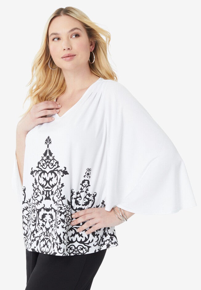 Flutter-Sleeve Ultrasmooth® Fabric Top, , alternate image number null