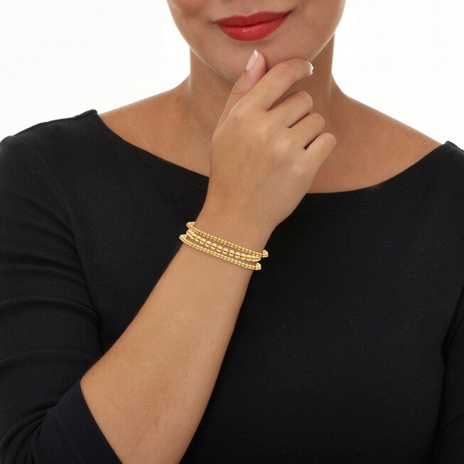 Goldtone Ball Bead Bracelets 7-inch length plus 2-inch extension, 3-Piece Set, GOLD, alternate image number 2