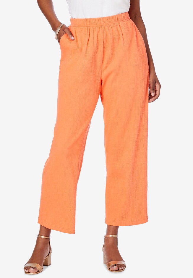 Crinkle-Knit Gauze Pant, TROPICAL MELON, hi-res image number 0