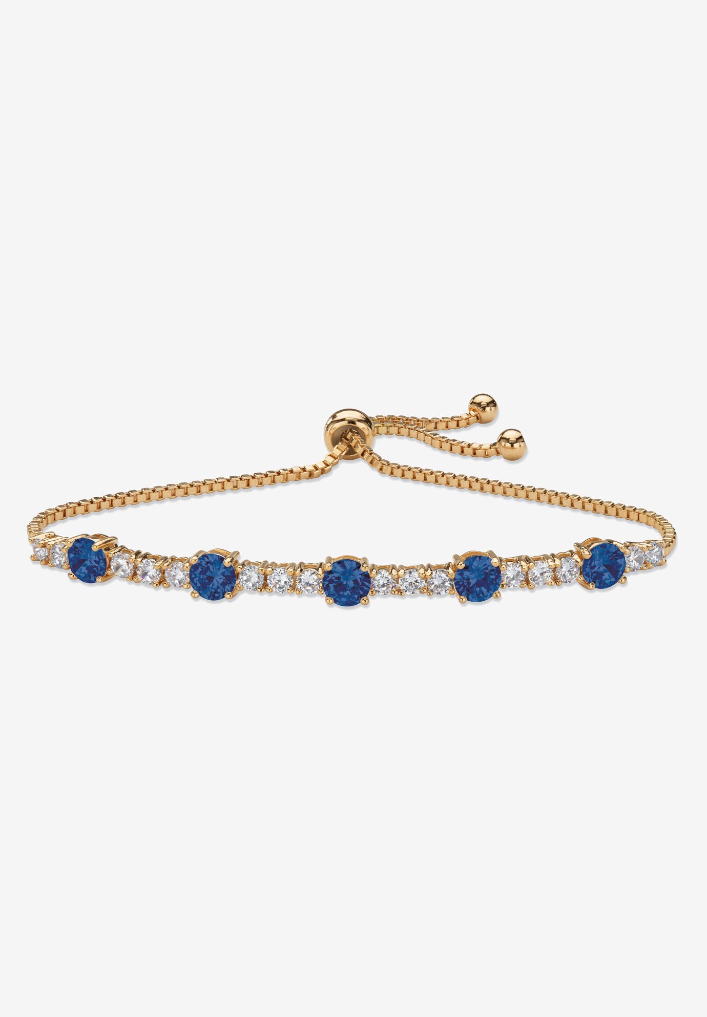 1.60 Cttw. Birthstone And Cz Gold-Plated Bolo Bracelet 10 inches, SEPTEMBER, hi-res image number 0