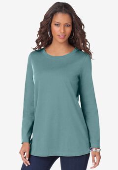 Plus Size Cotton Ultimate Long Sleeve Crewneck Tee