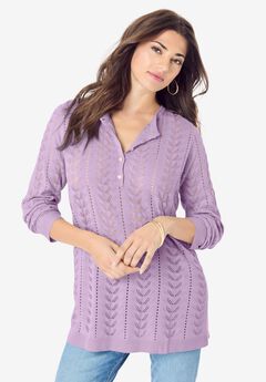Pointelle Henley Sweater