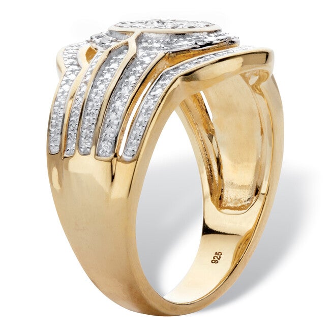 1/8 Cttw. Diamond Two-Tone Gold-Plated Silver Oval-Shaped Engagement Ring, WHITE, on-hover image number 1