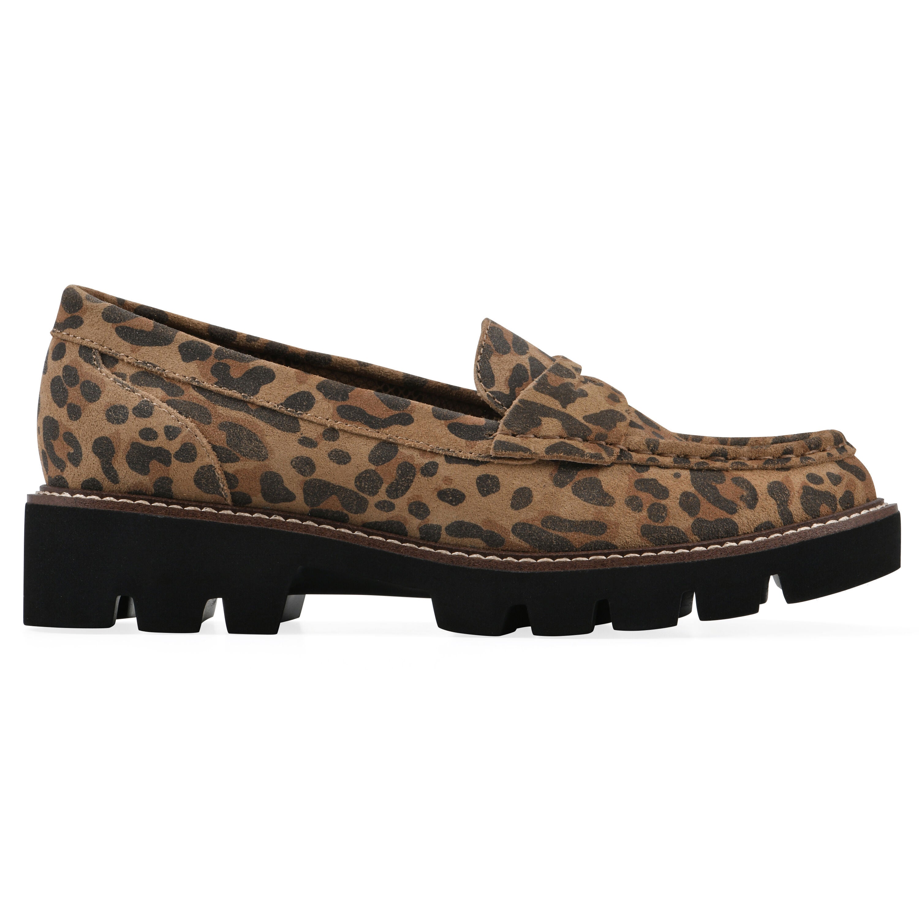 Gunner Lug Sole Loafer, BROWN LEOPARD SUEDE, alternate image number 2