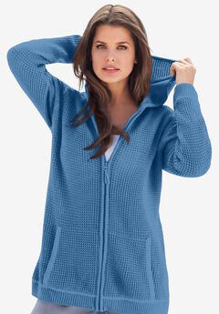 Classic Length Waffle Zip Hoodie
