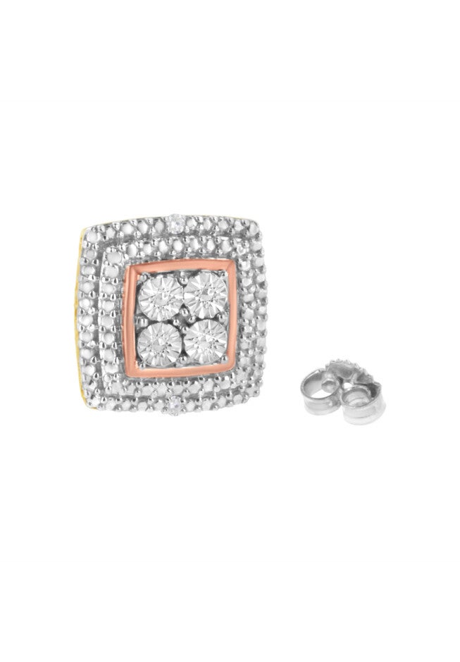 Gold Over Sterling Silver Diamond Accent Earrings, , alternate image number 3