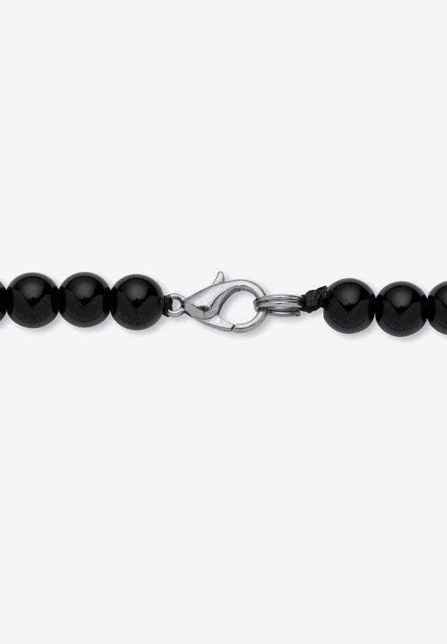 Graduated Round Genuine Black Agate Necklace 18 inches Jewelry, , on-hover image number 1