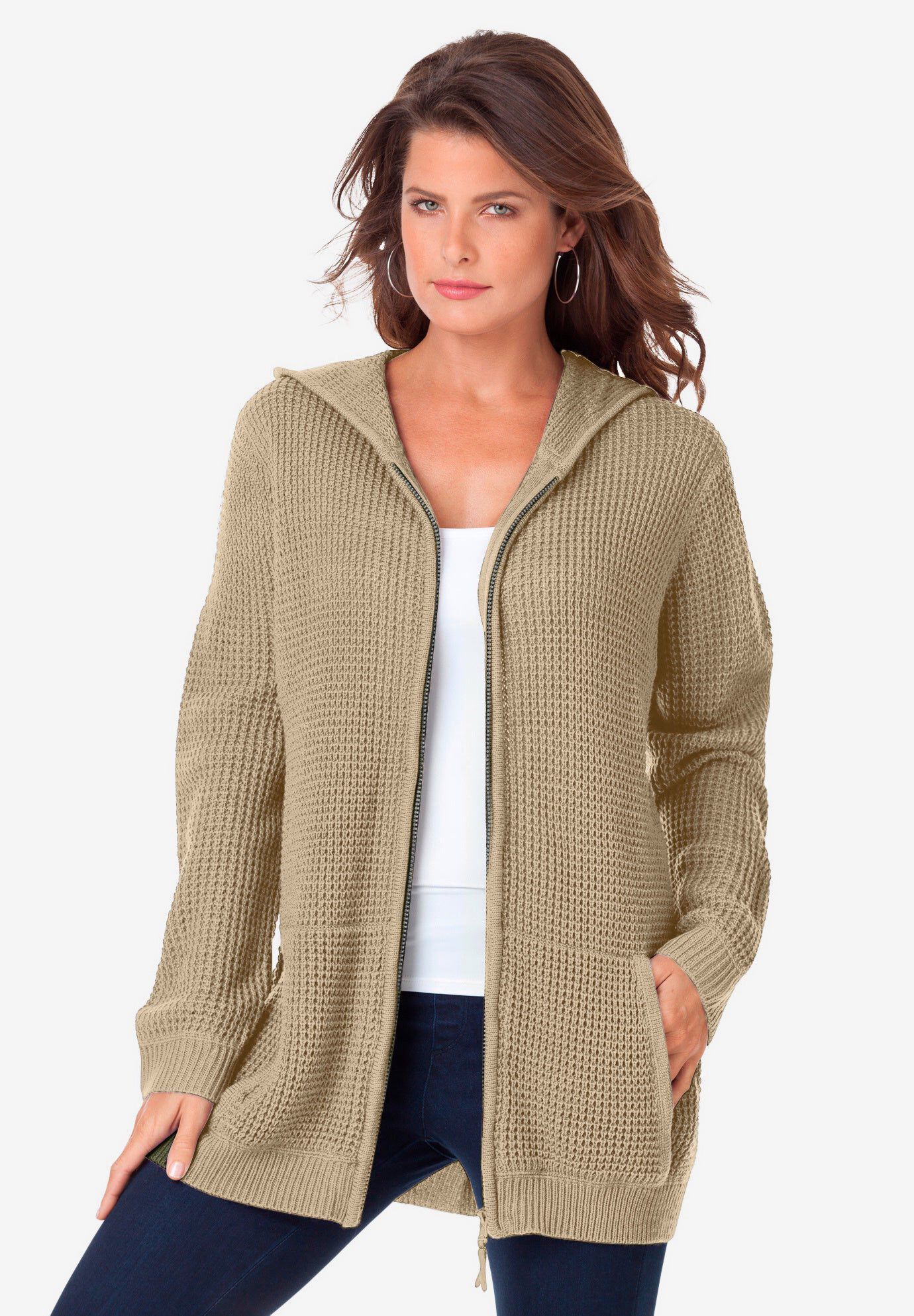 Thermal Hoodie Cardigan | Roaman's