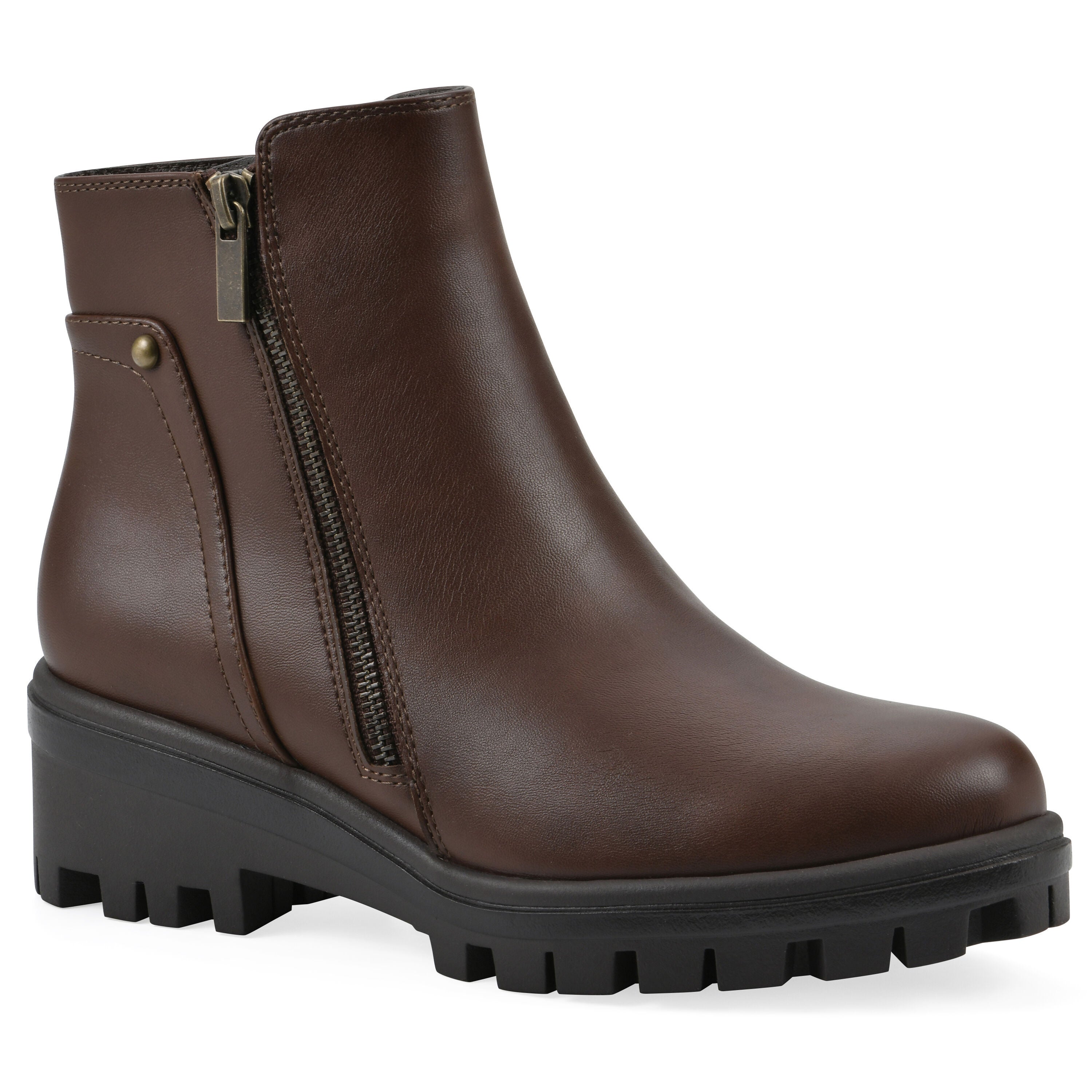 Tahj Lug Sole Bootie, MOCHA FAUX LEATHER, hi-res image number 0