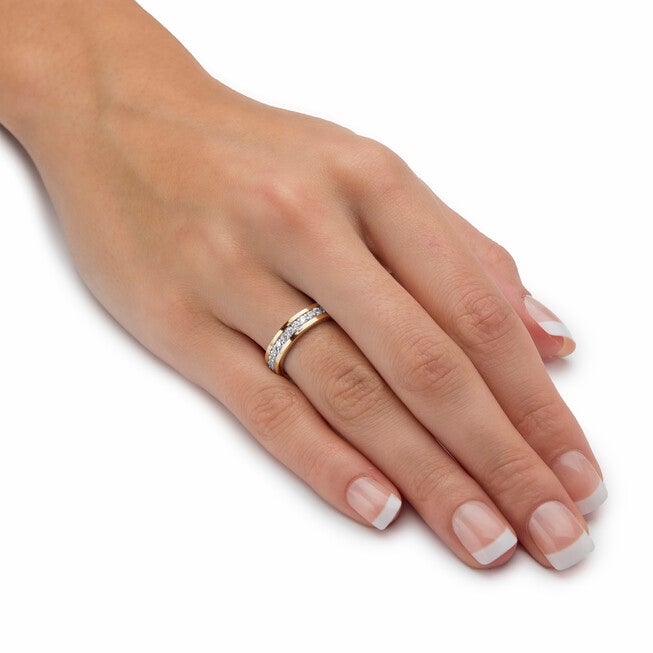 .80 Cttw. Yellow Gold-Plated Round Cubic Zirconia Channel-Set Eternity Band, WHITE, alternate image number 2