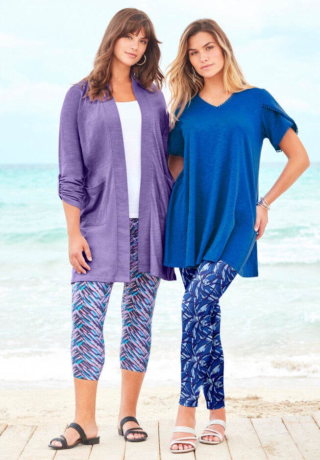Picot-Trimmed Slub Tunic, , alternate image number null