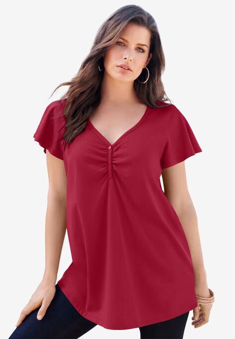 Flutter-Sleeve Sweetheart Ultimate Tee, CLASSIC RED, hi-res image number null