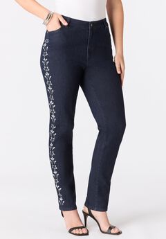 Plus Size Embellished Straight-Leg Jean