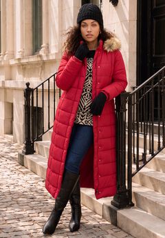 Plus Size Maxi Length Puffer Coat