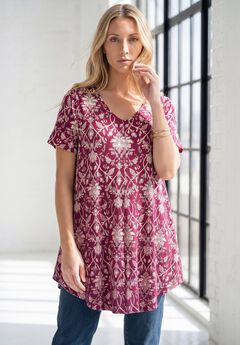 Plus Size Ultra Drape V-Neck Swing Tunic Top