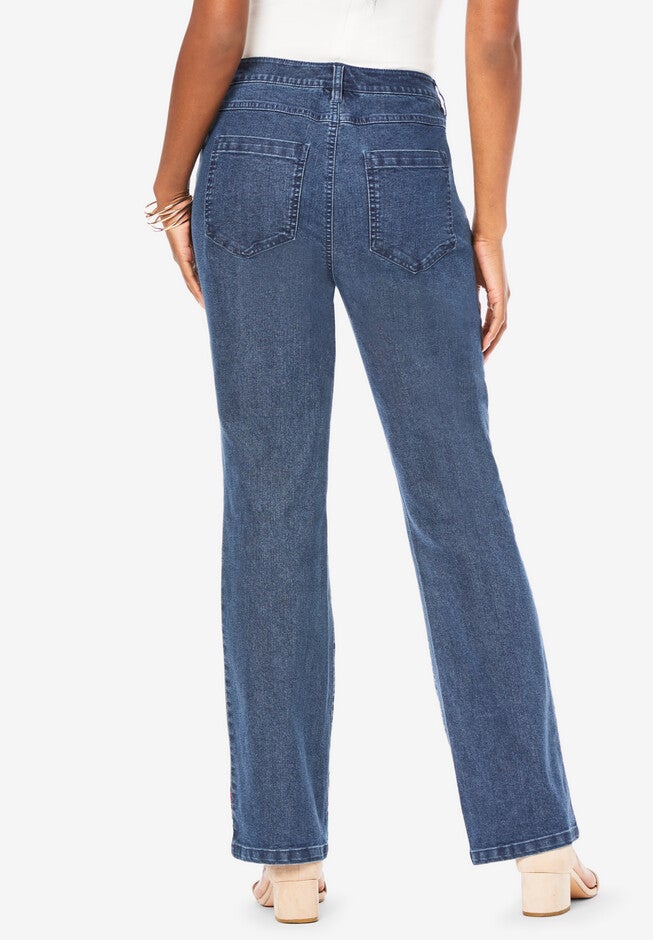 Embroidered Bootcut Jean, , on-hover image number null