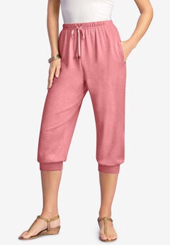 Drawstring Soft Knit Capri Pant