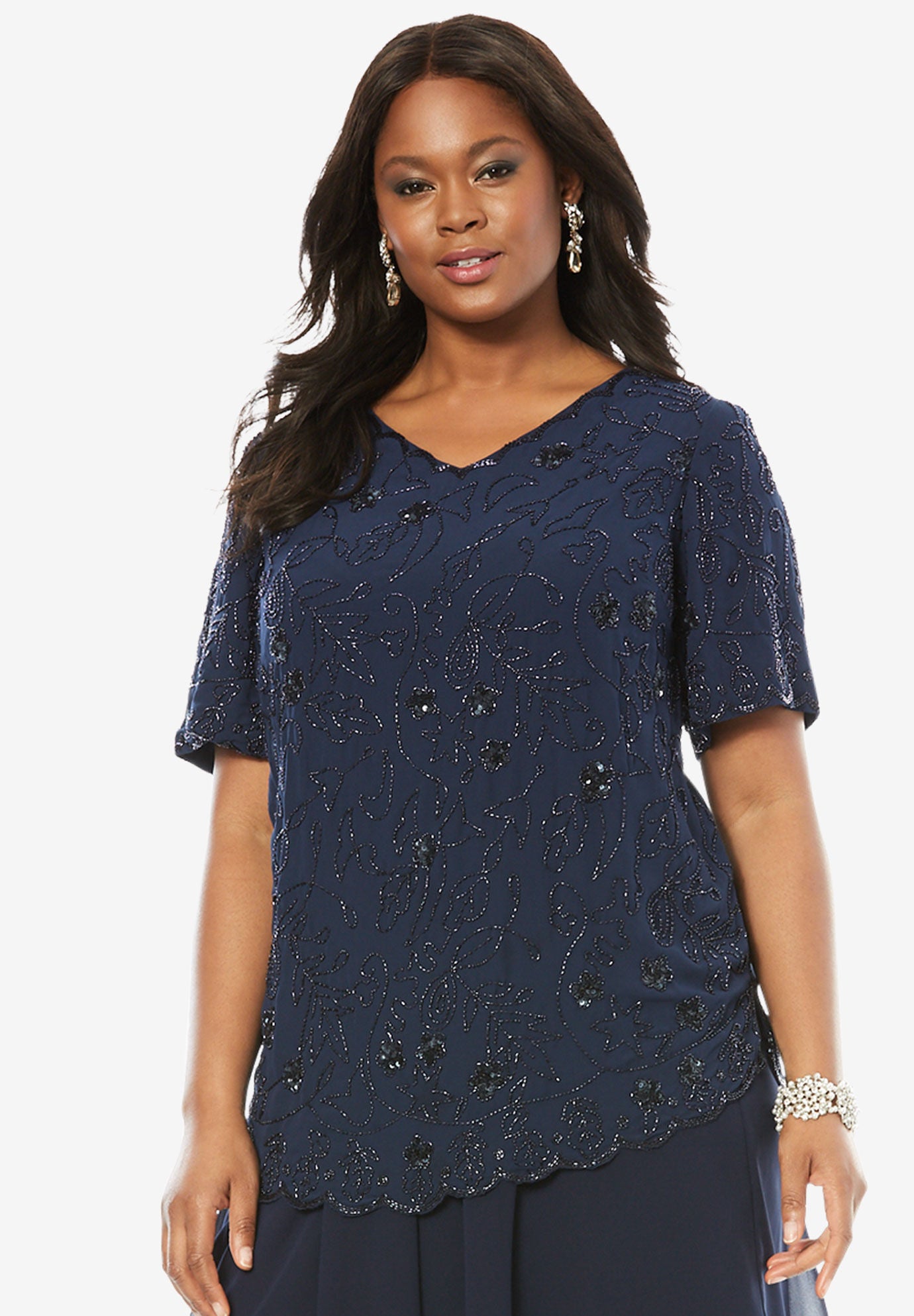 roamans sequin tops
