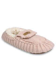Womens Textured Knit Mocassin Slipper Slippers