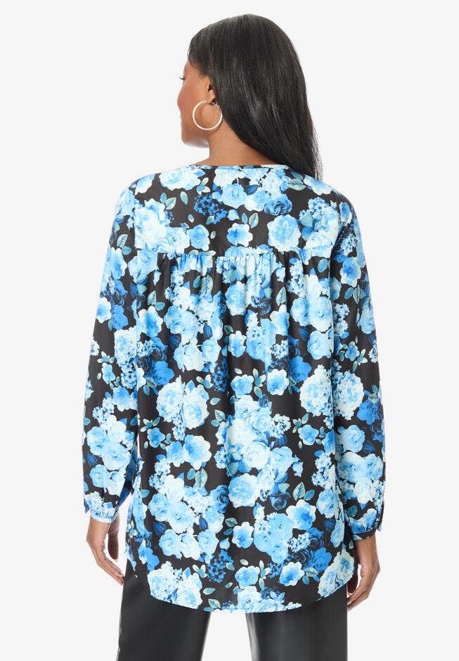 Shirred Georgette Blouse, , on-hover image number 1