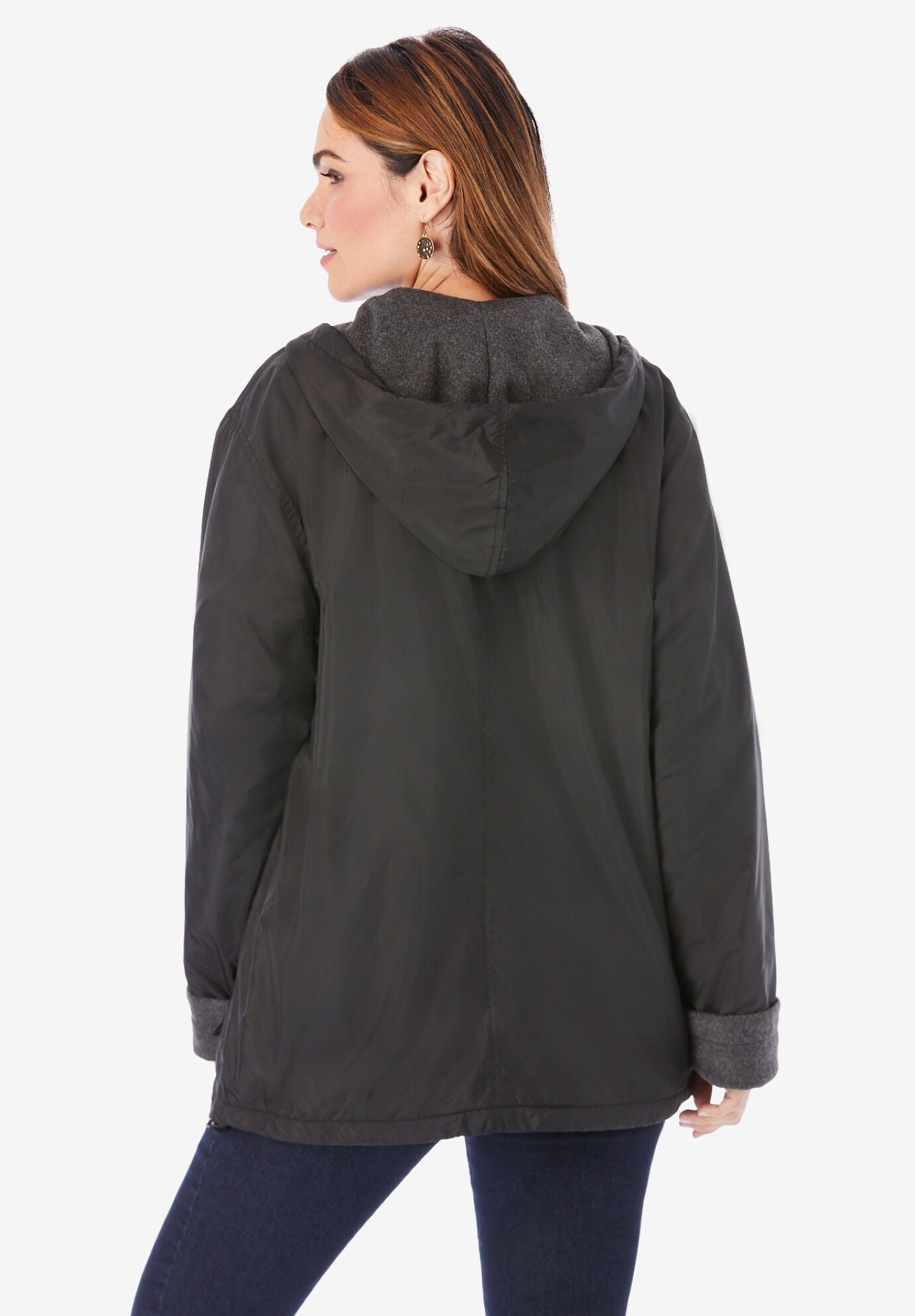 Fashionable Hooded Jacket with Fleece Lining Dark Berry Roaman s