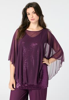 Georgette Mesh Overlay Top