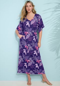 Plus Size Stretch Knit Dolman Sleeve Maxi Dress