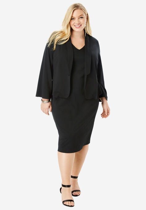 Ultimate Ponte Jacket Dress With Bell Sleeves Plus Size Dresses