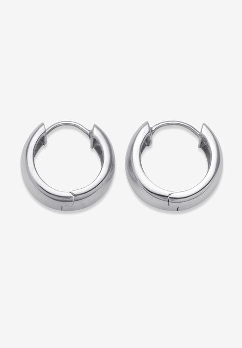 Sterling Silver Hoop Huggie Earrings, , on-hover image number null