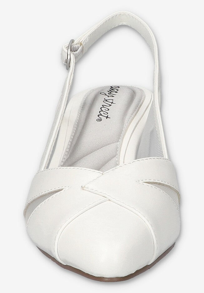 Avena Block Heel Slingback Pump, WHITE, alternate image number null