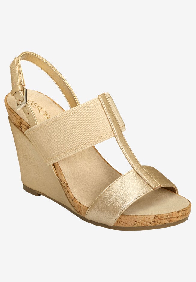 Plush Behind Sandal , GOLD METALLIC, hi-res image number null