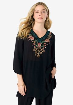 Embellished Crinkle Tunic