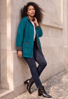 Plus Size Hooded Nylon Jacket
