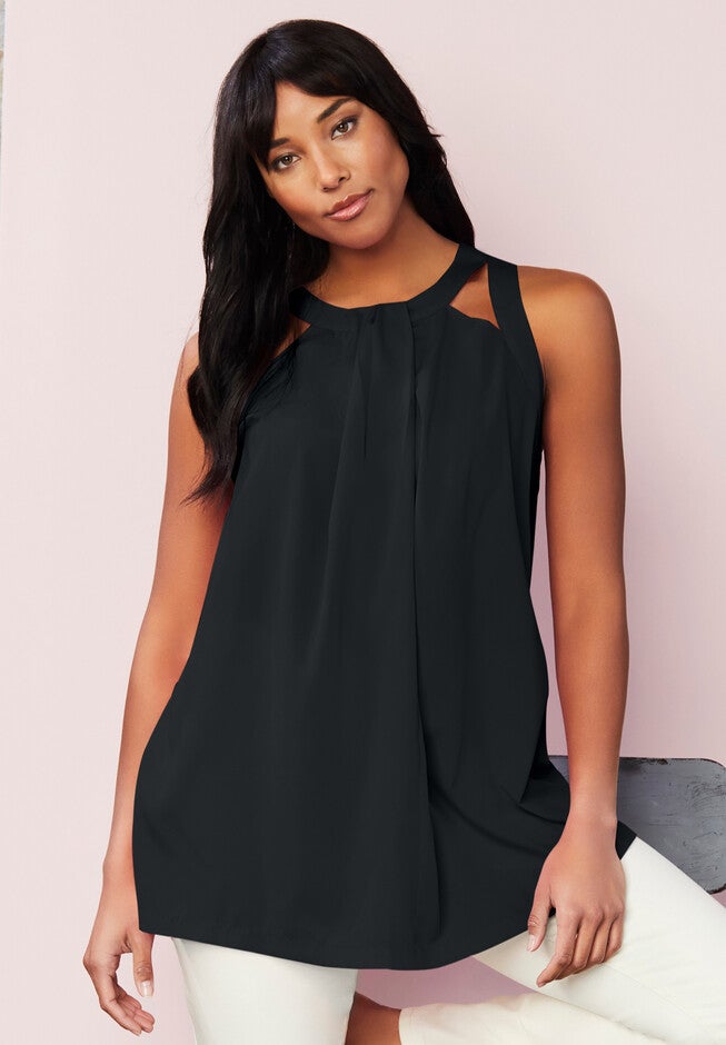 Twist-Neck Tank, BLACK, hi-res image number null