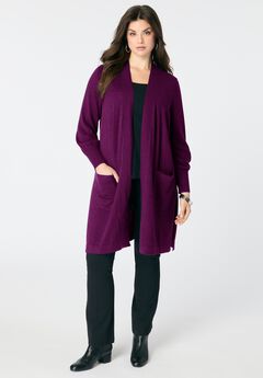 Fine Gauge Open Front Cardigan