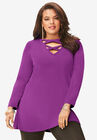 Crisscross Sweatshirt Tunic, PURPLE MAGENTA, hi-res image number null