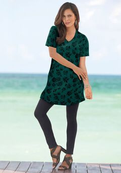 Plus Size Ultimate Cotton V-Neck Short Sleeve Tunic
