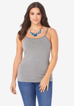 Plus Size Cami with Built-In Bra and Adjustable Straps